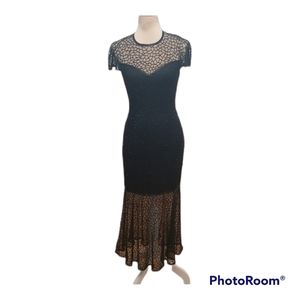 Luxury long black designer party dress